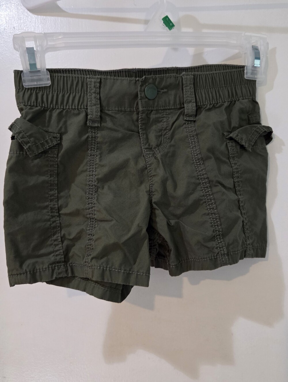 Girls Justice Olive Green Button Cargo Shorts, Sz 7